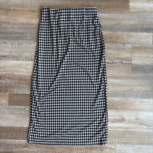 Reformation Black White Gingham Midi Skirt - Size S - Picture 2 of 5